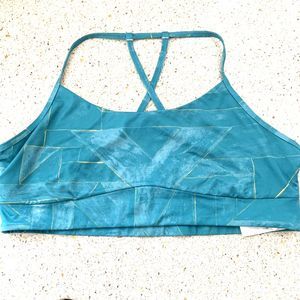 prAna Sports Bra XL Wander Often Yoga Strappy Cutout Green Blue